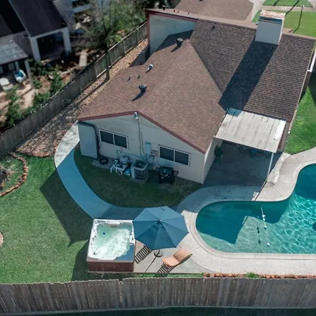 Villa 1976Houstongem Luminous Pvtpool & Hottub Dt20Mins For Lrg Families 6Beds 2Bath